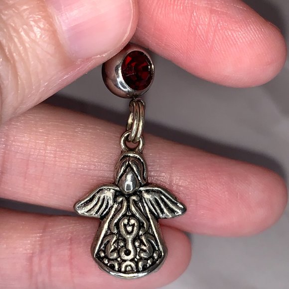 2 gem Ruby Red Cherub And Angel Dangle Belly Ring - Picture 5 of 16